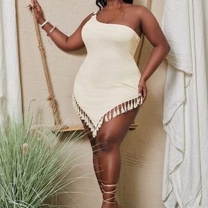 One shoulder ring fringe dress